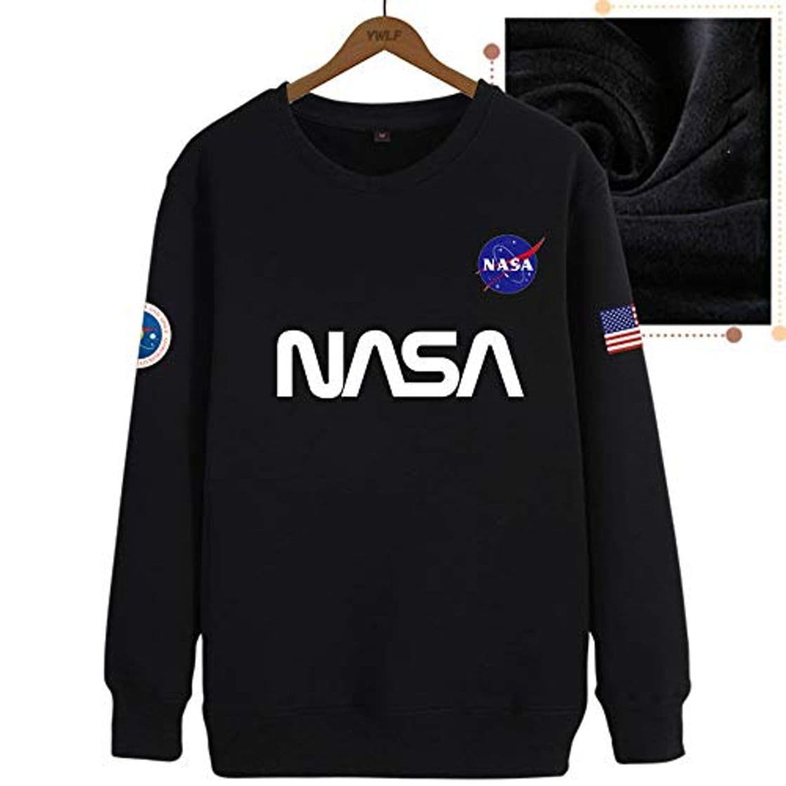 Producto TNM Hombres & Mujeres NASA Logo Adulto Terciopelo algodón Manga Larga Camiseta