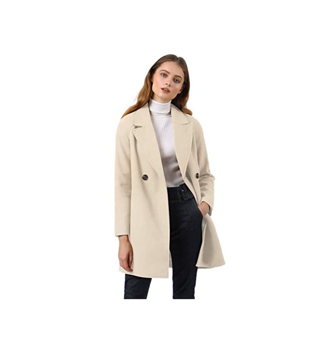 Product Allegra K Trench Abrigo Raglán Doble Botonadura Solapa con Muescas para Mujer