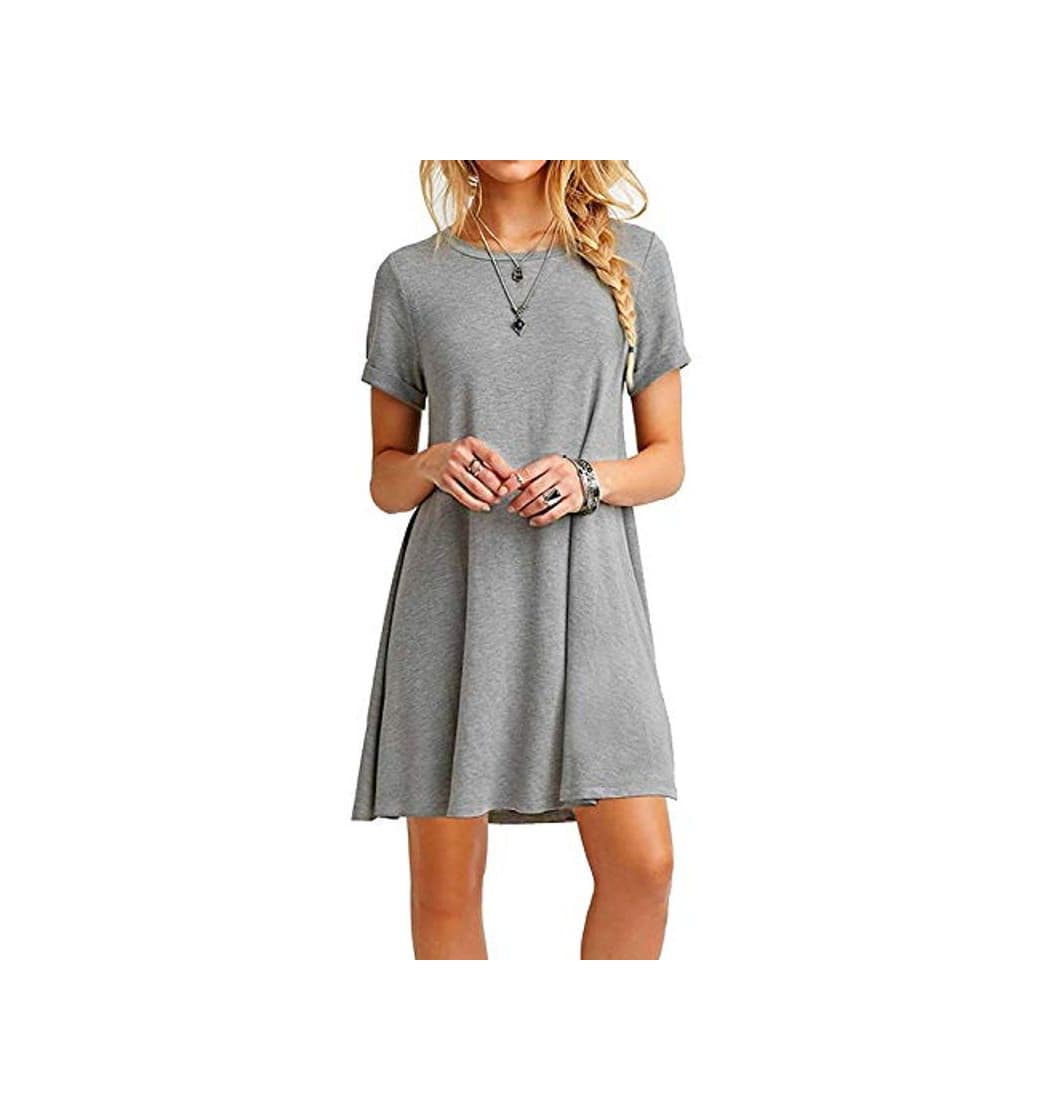 Producto Farchat Vestidos Mujer Suelto Casual de la Camiseta Cuello Redondo Vestido Gris