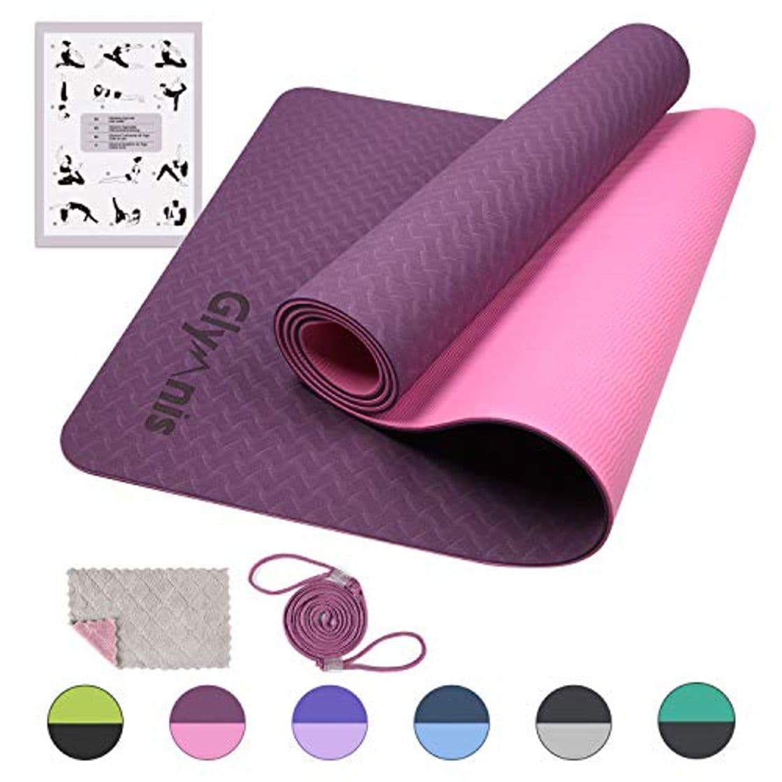 Producto Glymnis Esterilla Yoga Antideslizante Colchoneta Yoga Esterilla Deporte Esterilla Pilates con Correa 183mm x 61mm x 6mm Rosa