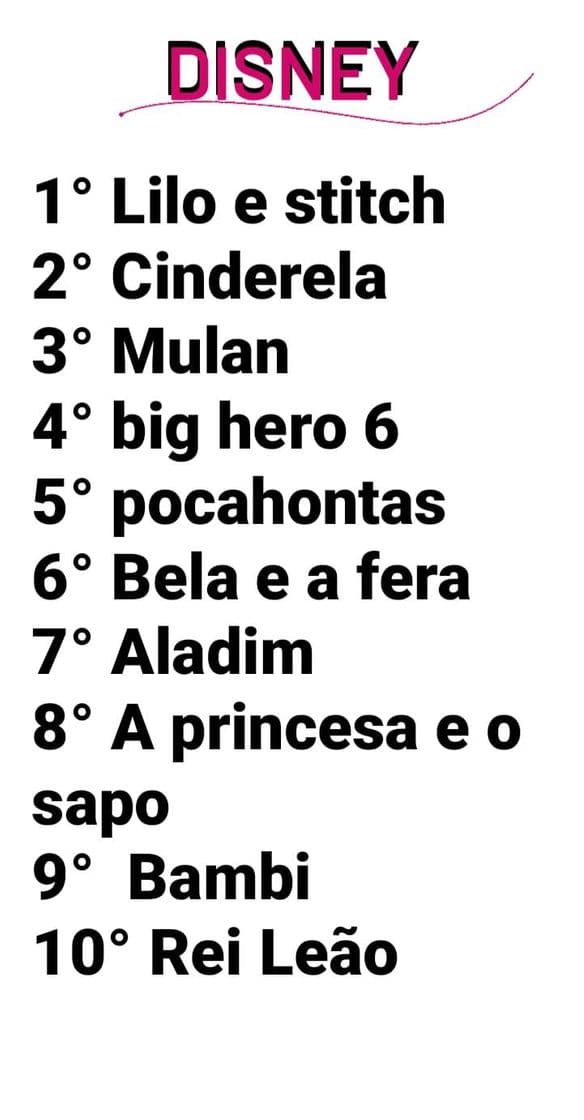 Fashion Top 10 filmes da Disney ❤️