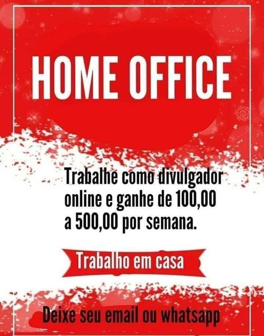 Moda OPORTUNIDADE TRABALHO HOME OFFICE