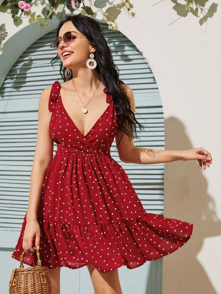 Moda Vestido Boho Vermelho Coração