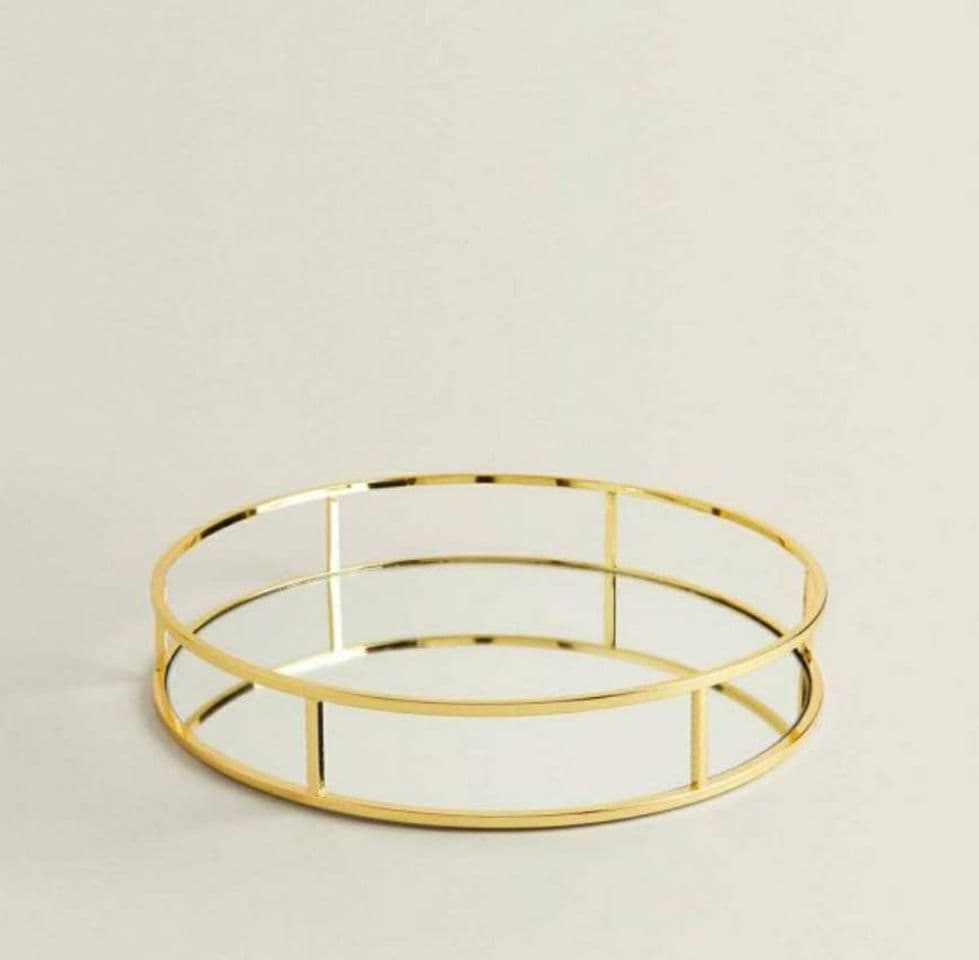 Fashion Bandeja de metal dourado e espelho Zara Home