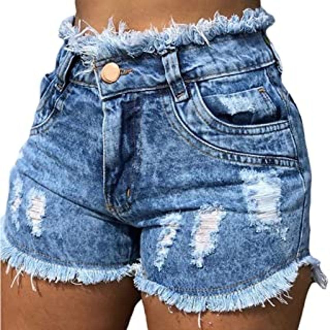 Product ShallGood Vaquero Mujeres De Cintura Alta con Flecos Casual Hot Jeans Denim