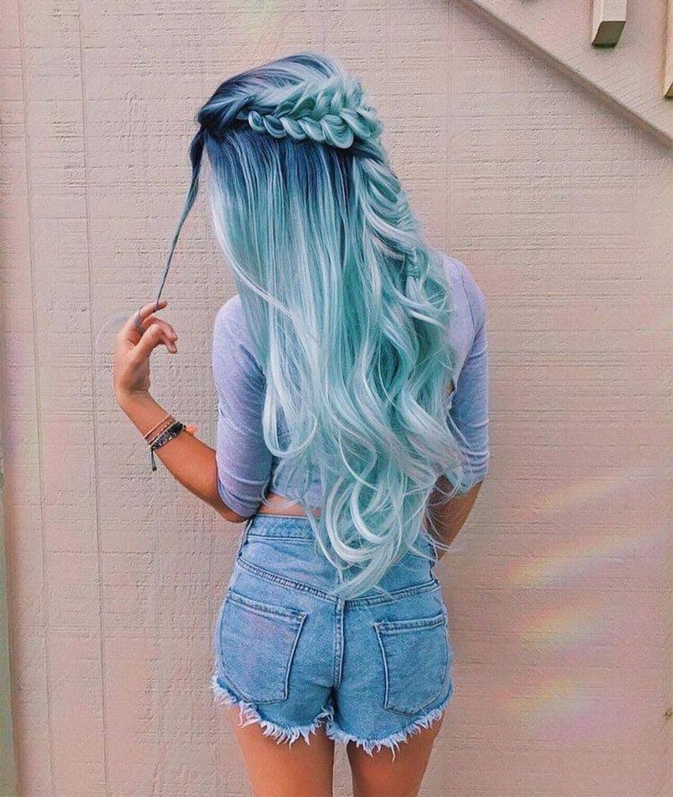 Fashion Cabelo azul claro ondulado 💙