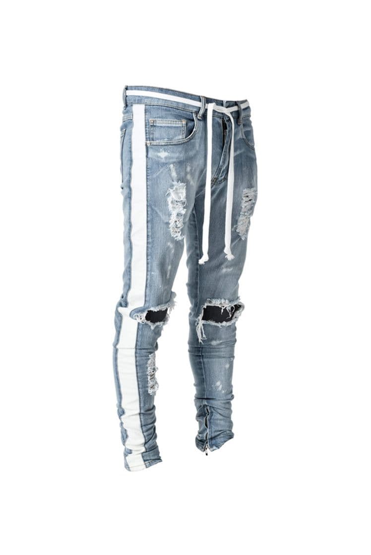 Product 2020 Jeans Pant Men White Impreso Hip Hop Slim Fit Denim Pencil