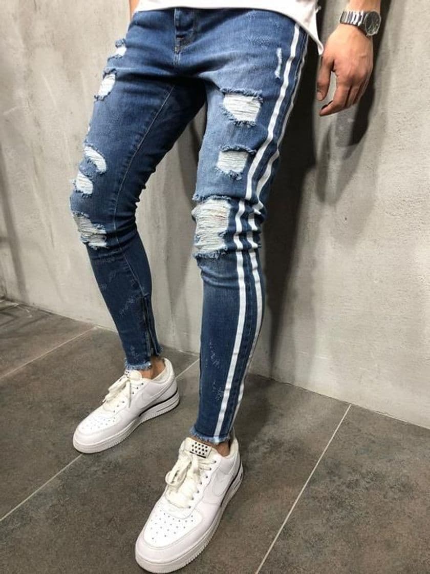 Product Moda Streetwear Jeans para Hombres Elásticos Slim Fit Hip Hop Jeans Color