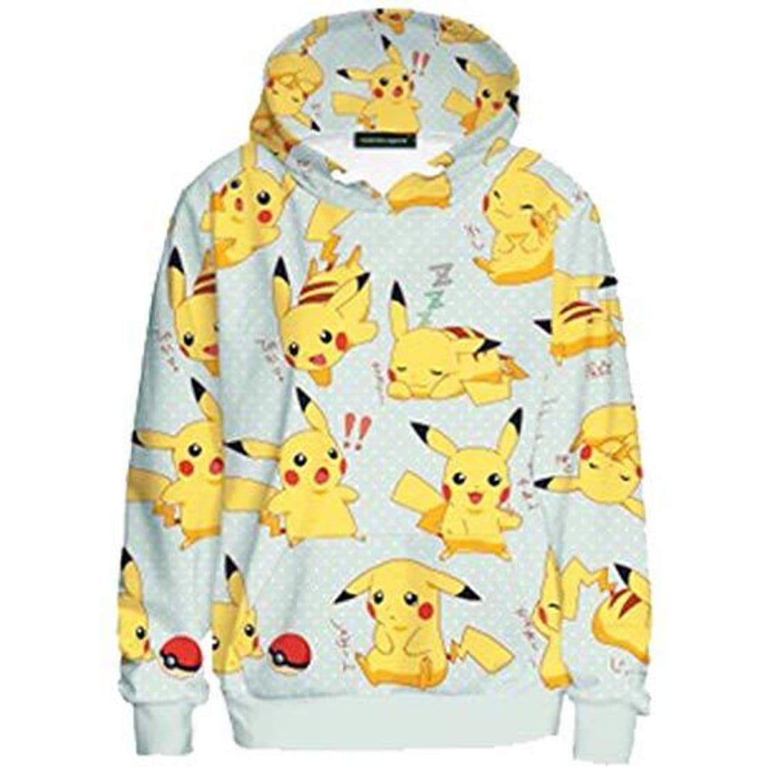 Fashion LYLXS Mujeres Sudaderas Pullover con Capucha Pikachu Imprimir Hoodies Encapuchado Tops con