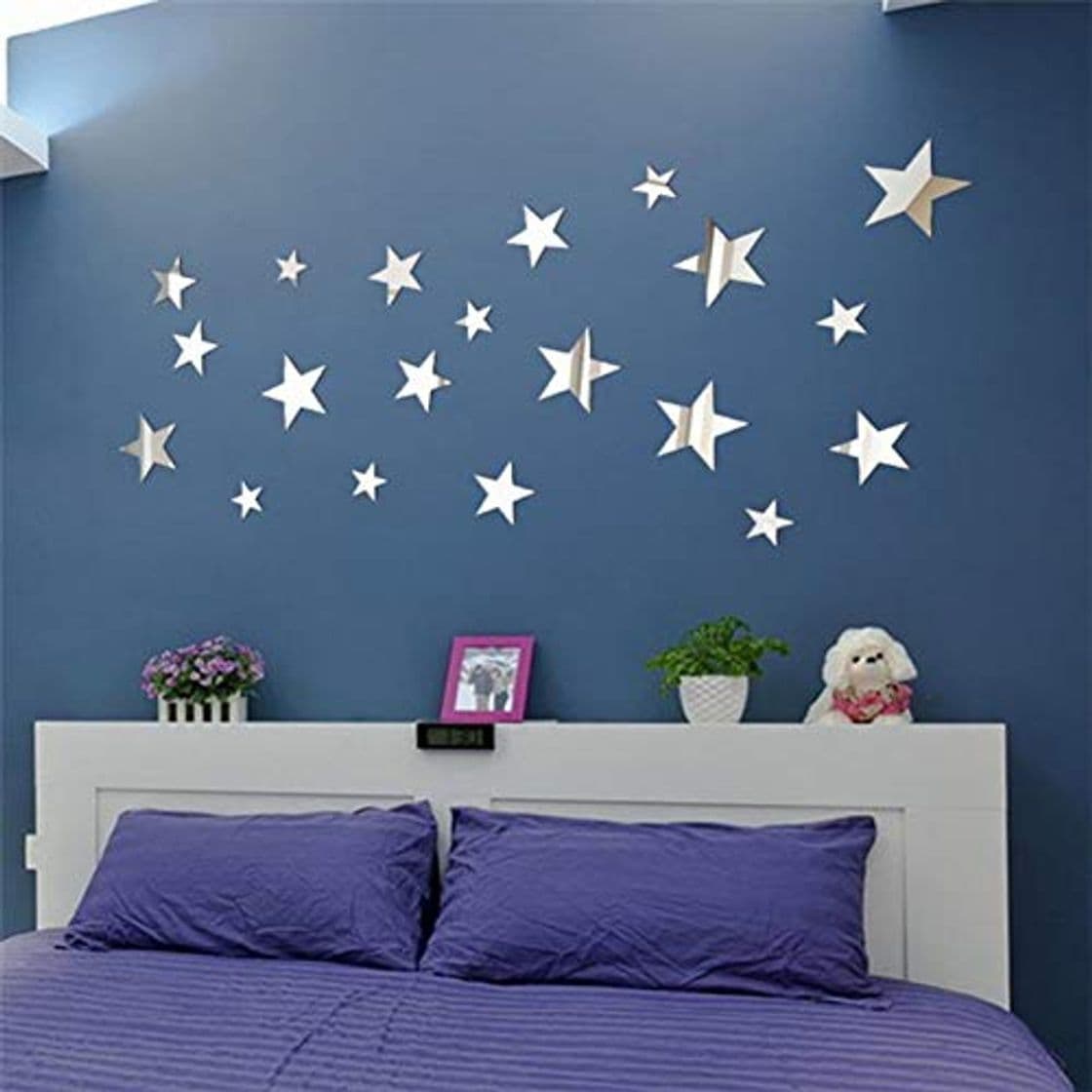 Producto 20PCS DIY Star Art Mirror Wall Sticker Acrílico pegatinas de pared para sala de estar dormitorio Pegatinas muraux Adesivos de    parede julio31