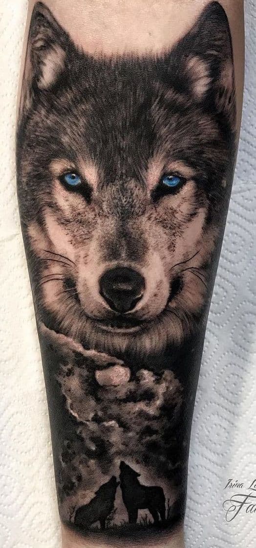 Moda Tatuagem Masc lobo no braço