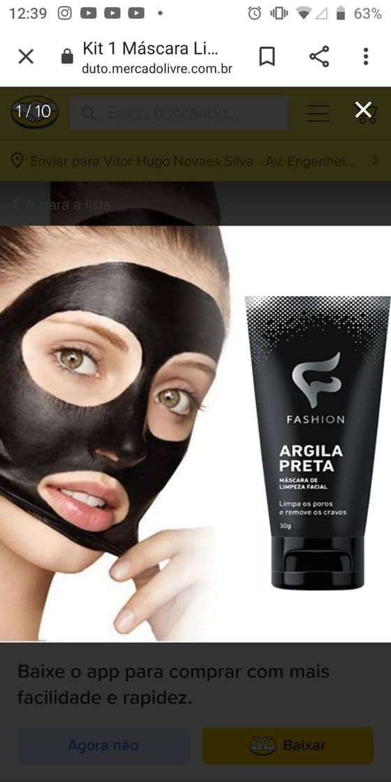 Moda Máscara de limpeza facial- argila preta