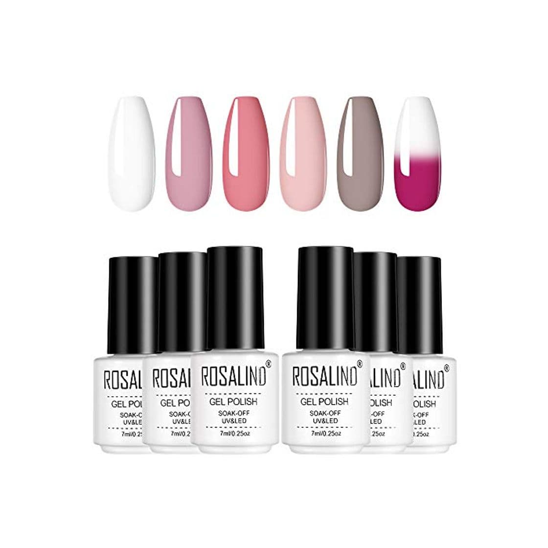 Producto ROSALIND Esmalte Semipermanente Para Uñas Temperatura Cambio De Color Camaleón Esmaltes de Uñas UV LED Pintauñas Permanente Soak Off Manicura Colores De La Mezcla Set 6 X 7ml