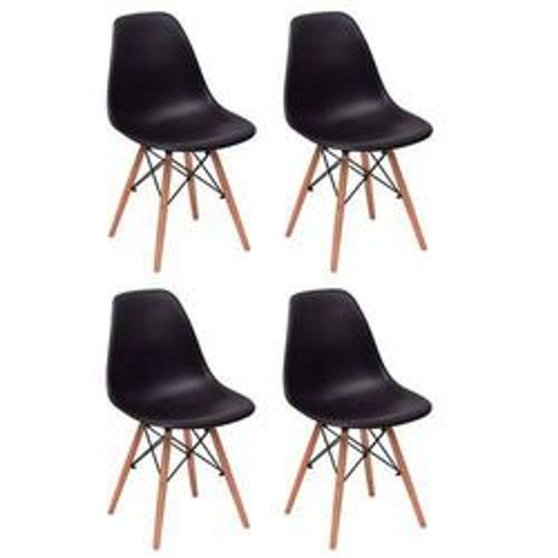 Moda Conjunto 4 Cadeiras Charles Eiffel Eames Fortt FT-18090 Preta nas ...