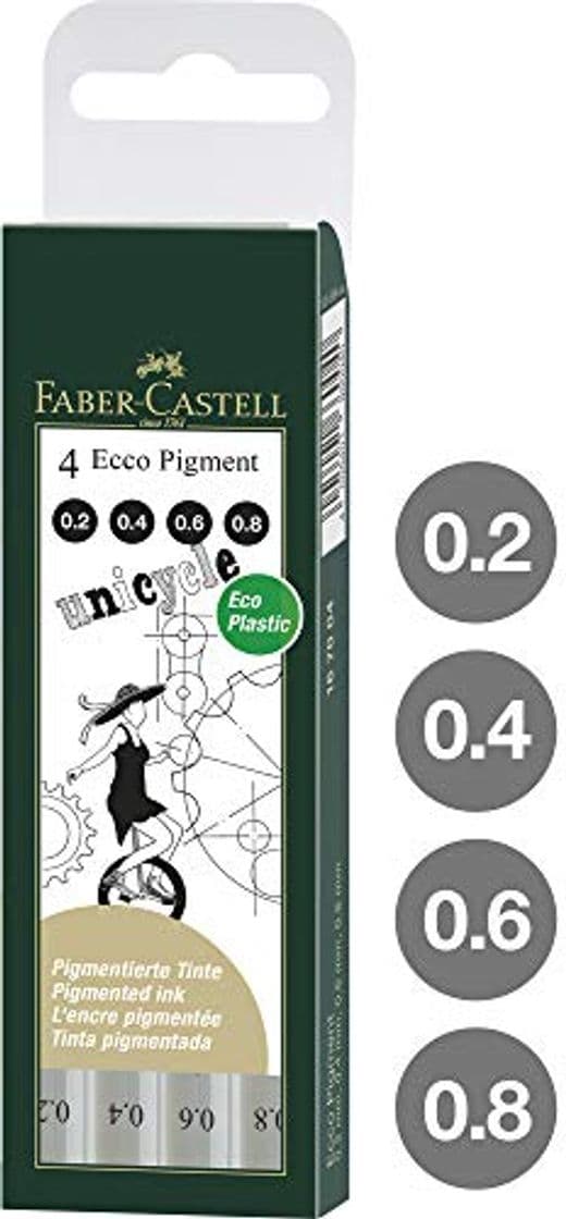 Electronic Faber Castell 167004 - Estuche con 4 rotuladores calibrados ECCO Pigment con