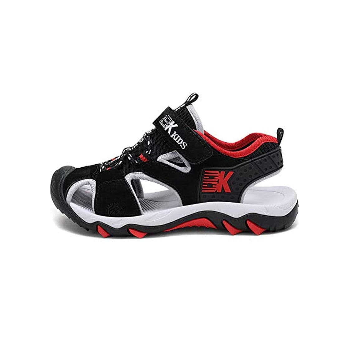 Product GURGER Sandalias para Niños Niña Verano Zapatos Playa Sandalias Deportivas Cerrada Zapatillas de Deporte Trekking y Senderismo Negro Rojo Talla 27