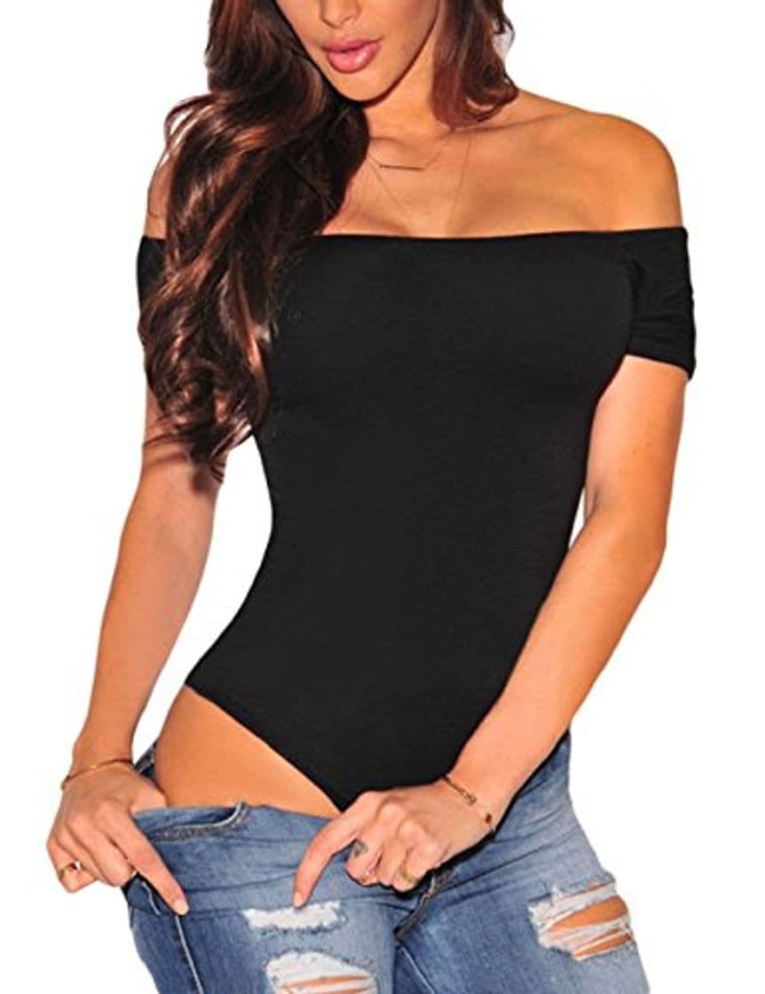 Product SEBOWEL Mujer Sexy Off Shoulder Manga Corta Body Mono Leotardo Camiseta Top