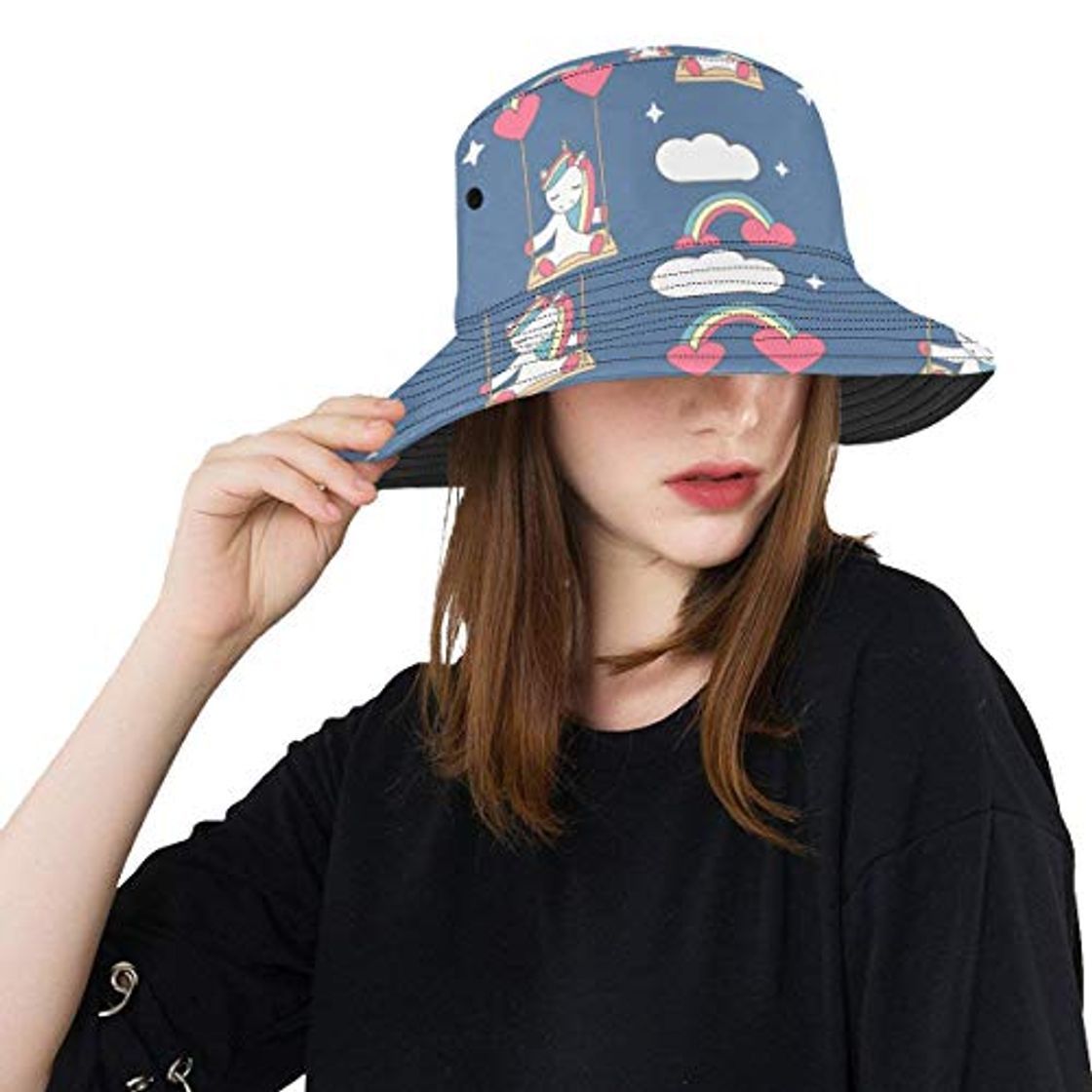 Producto Sombrero de Playa para niños Arte de Color Pintura Linda de la Moda Verano Unisex Pesca Sun Top Sombreros de Cubo para Adolescentes Mujeres Gorra de Pescador Deporte al Aire Libre Sombreros de pescad