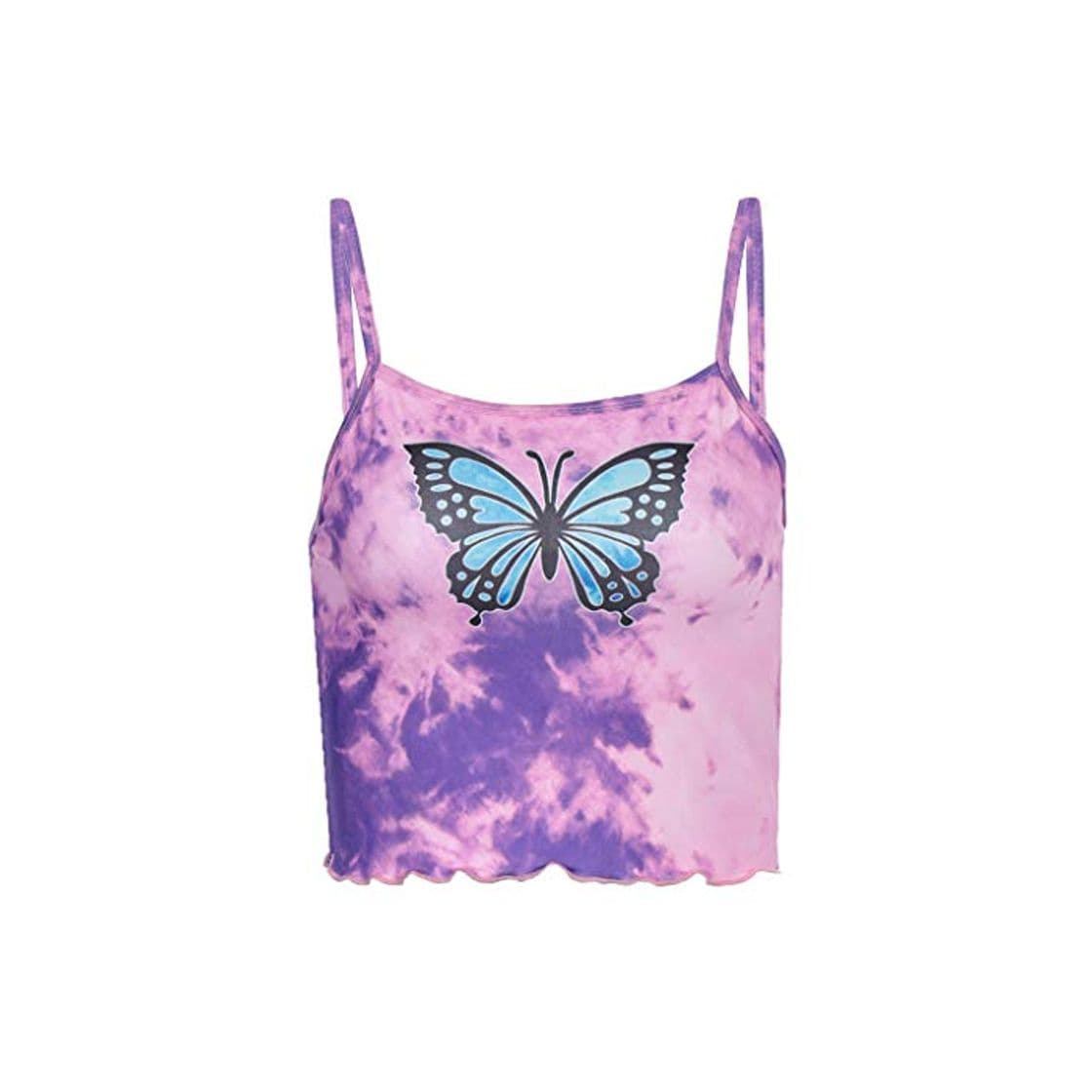 Fashion ruiruiNIE Mujeres Verano Sin Mangas Crop Top Mariposas Impreso Gradiente Tie