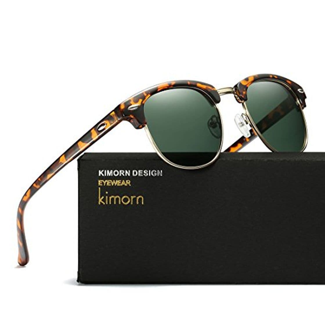 Fashion kimorn Polarizado Gafas de sol Unisex Retro Semi-Rimless marco gafas clásicas AE0550