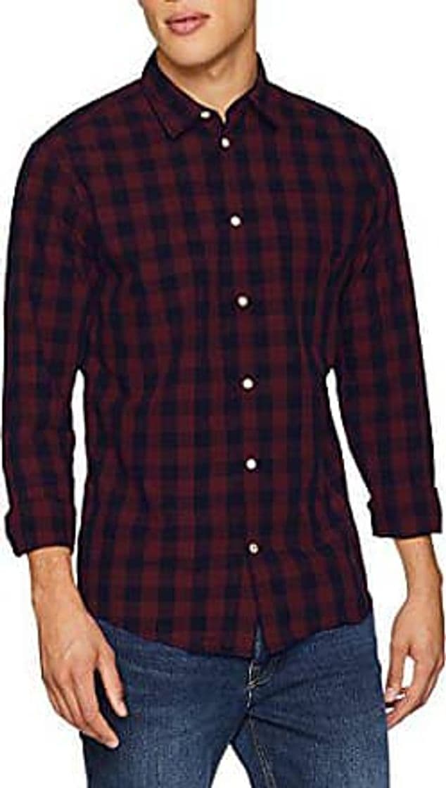 Fashion JACK & JONES Jjegingham Shirt L/s Camisa, Multicolor