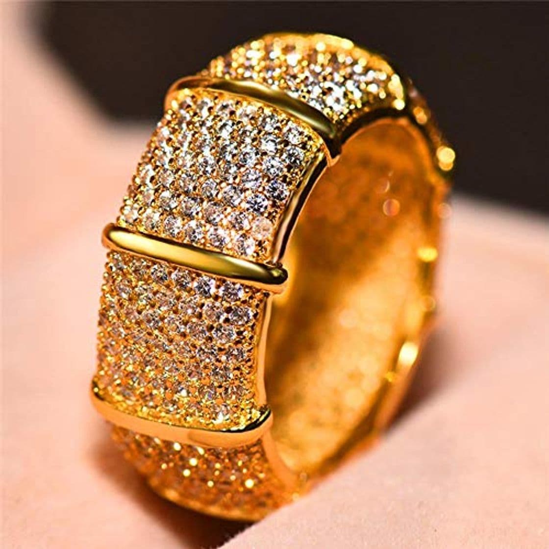 Product ShAwng Luxo Masculino Feminino Grande Pedra Anel de Moda Estilo Único Ouro