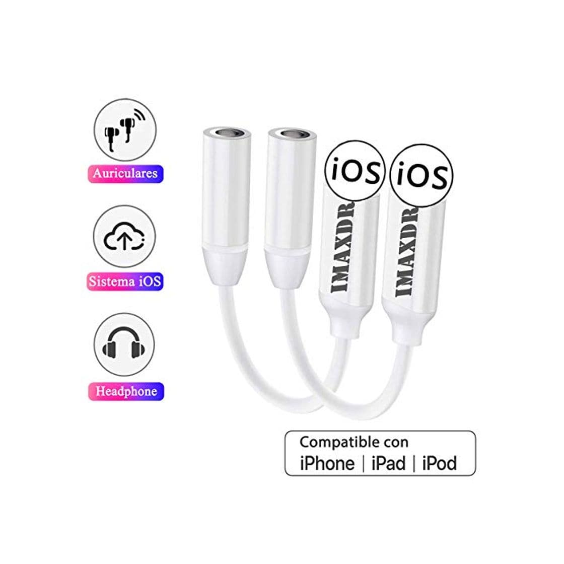 Product IMAXDR Adaptador de Conector Auricular 3.5mm Jack Adaptador Dongle Conector de Audio