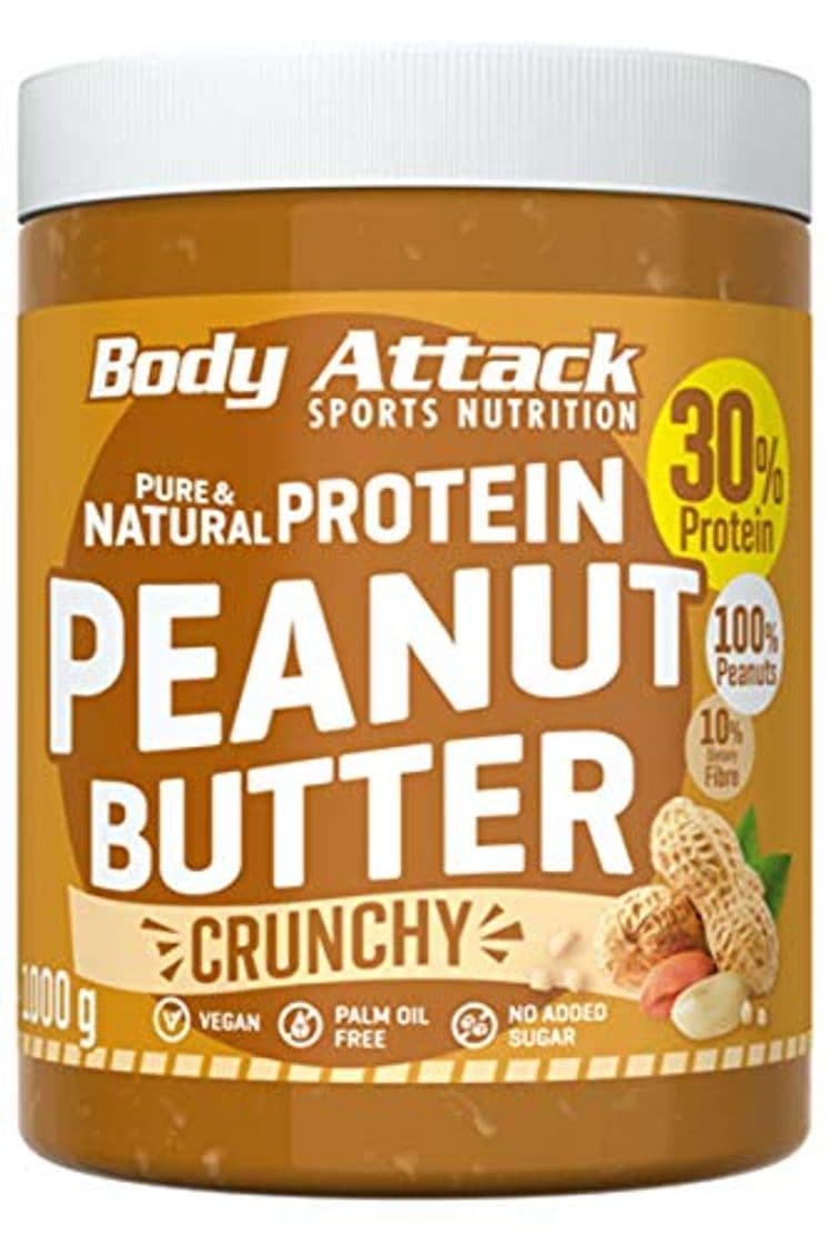 Place Body Attack Peanut Butter Natural 30% Protein Sugar & Fat Free Crunchy