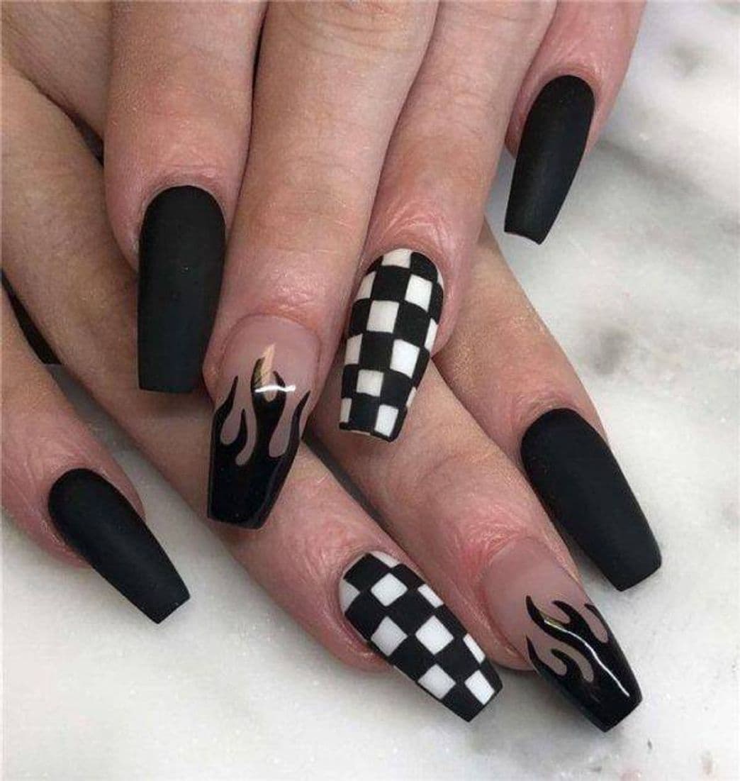 Fashion fogo preto 🔥unhas