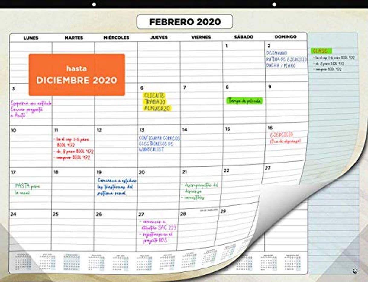 Lugar Calendario de Pared 2020 de SmartPanda – Calendario Mensual de Sobremesa –