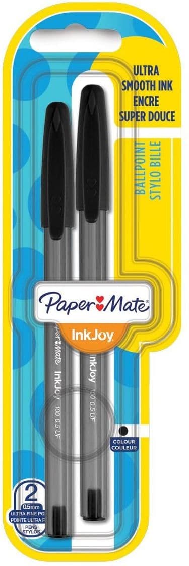 Product Paper Mate InkJoy 100 CAP, bolígrafo con capuchón, punta ultrafina de 0,5 mm, negro, paquete