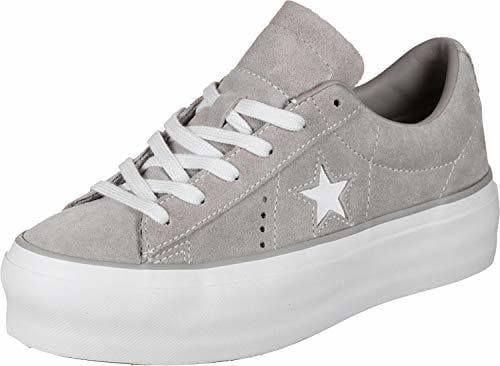 Fashion Converse One Star Mujer Gris Platform Zapatillas-UK 6