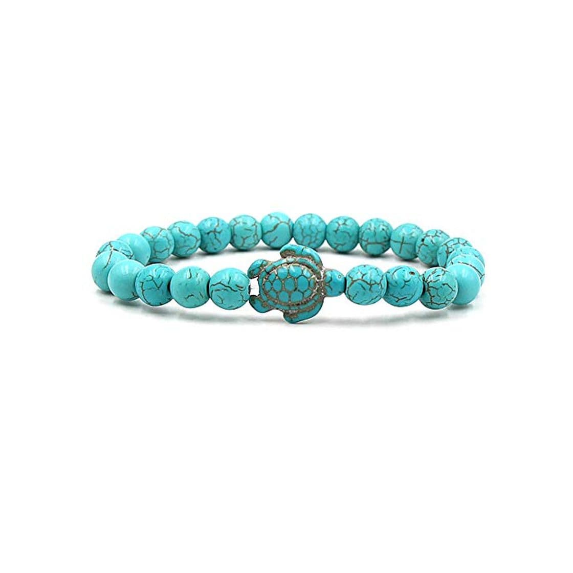 Product YooAi Pulsera de Turquesa Pulsera de Tortuga Piedra Natural Pulseras de Cuentas de Yoga Pulseras de Cuerda elástica Pulseras de Ajuste Turquesa