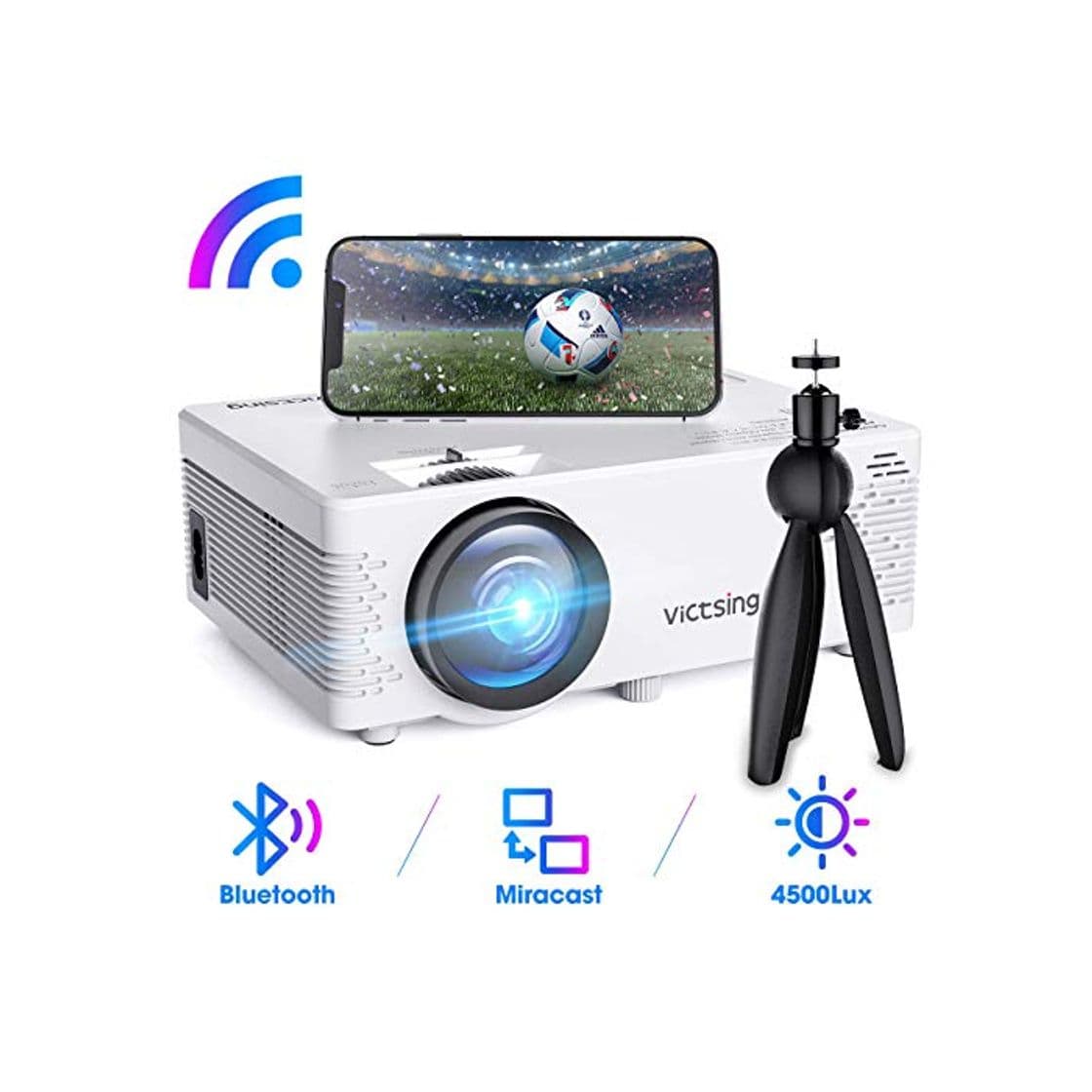 Product Mini Proyector, VicTsing Proyector WiFi Bluetooth Soporta 1080P Full HD, Proyector Cine en Casa