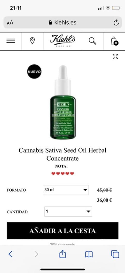 Producto Cannabis Sativa Seed Oil Herbal Concentrate