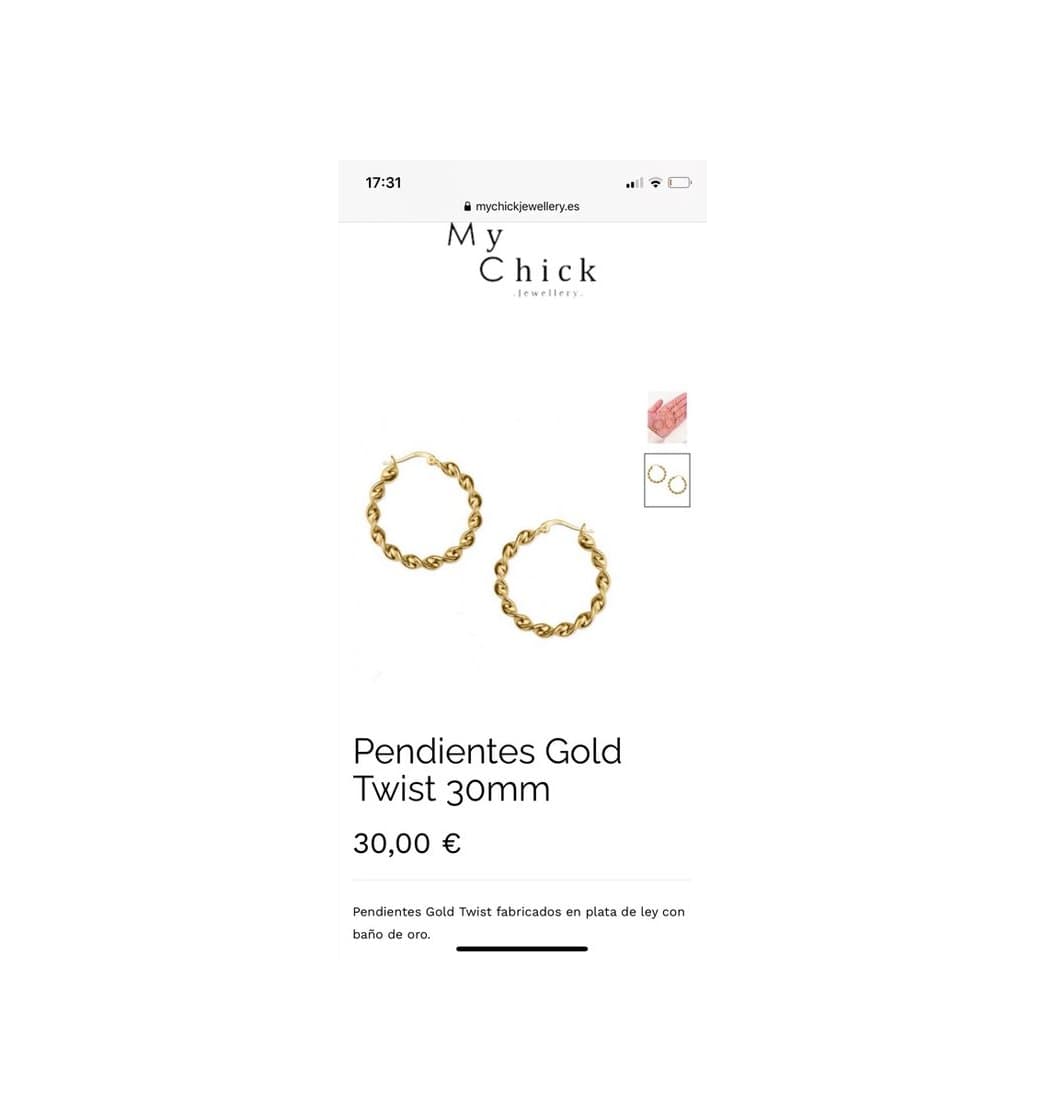 Moda Pendientes Gold Twist 30mm