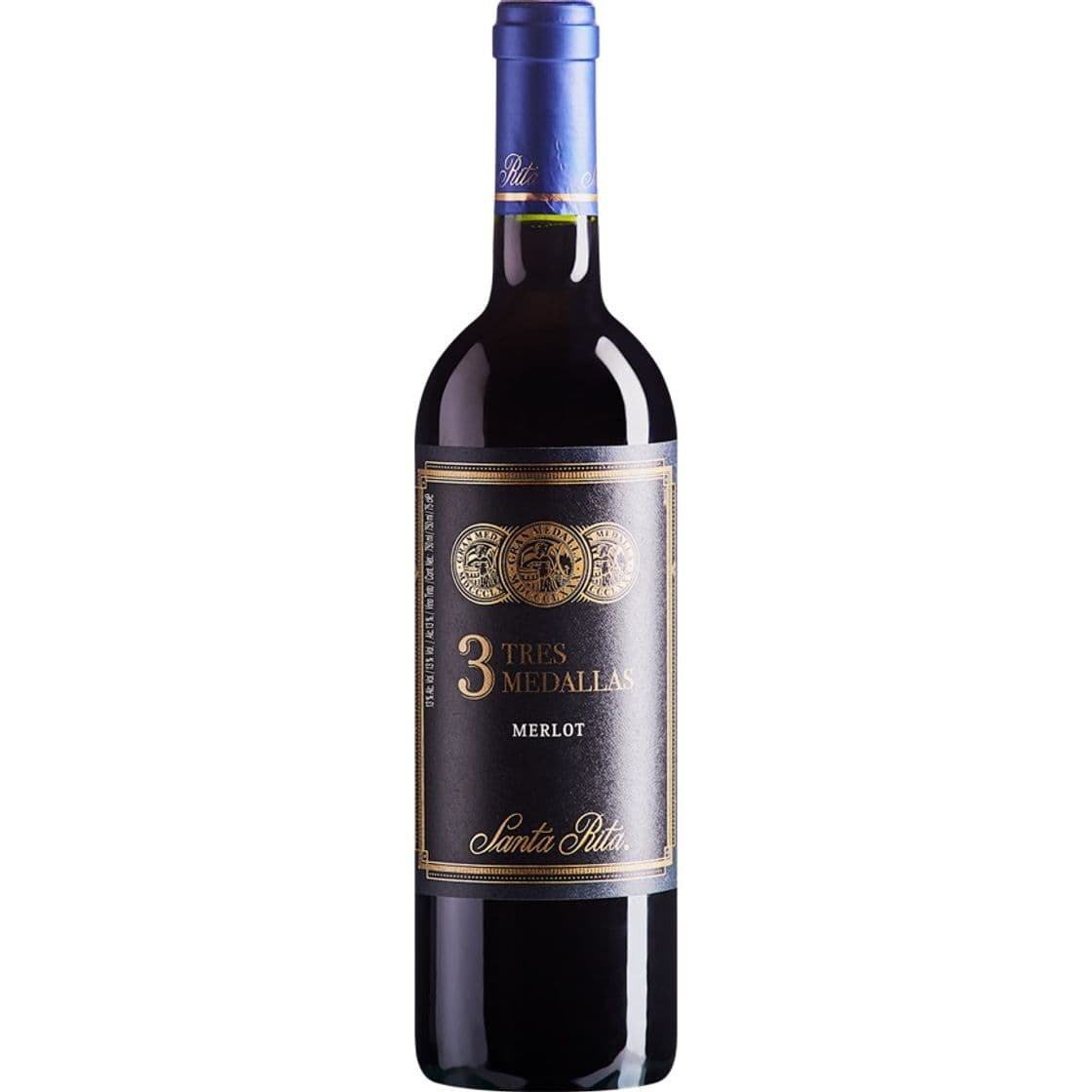 Fashion Vinho Chileno Tinto Merlot Três Medallas SANTA RITA Garrafa 750ml