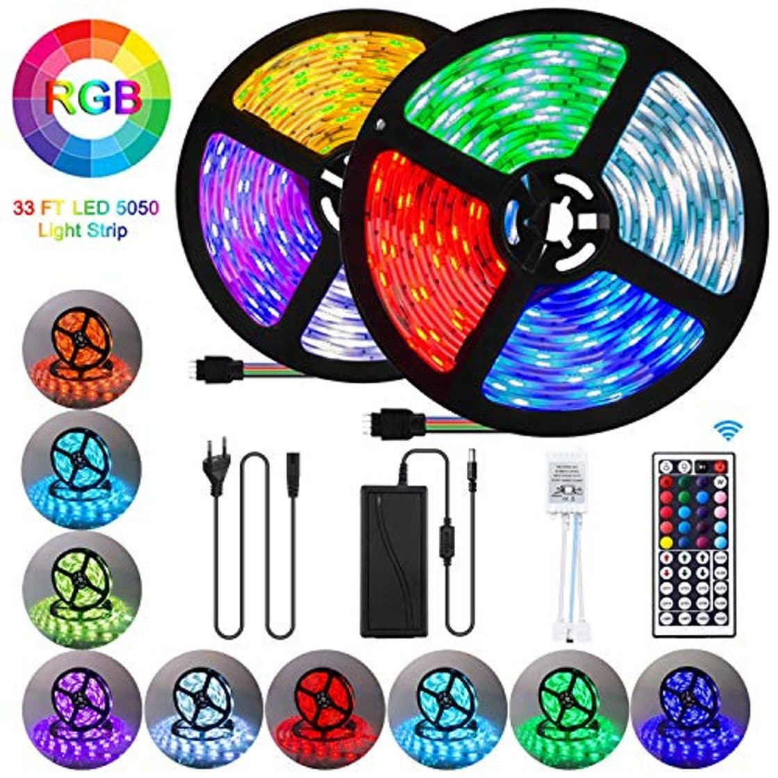 Producto UTTORA 10M Tira LED, Tiras LED RGB 5050 12V con 300 LEDs,