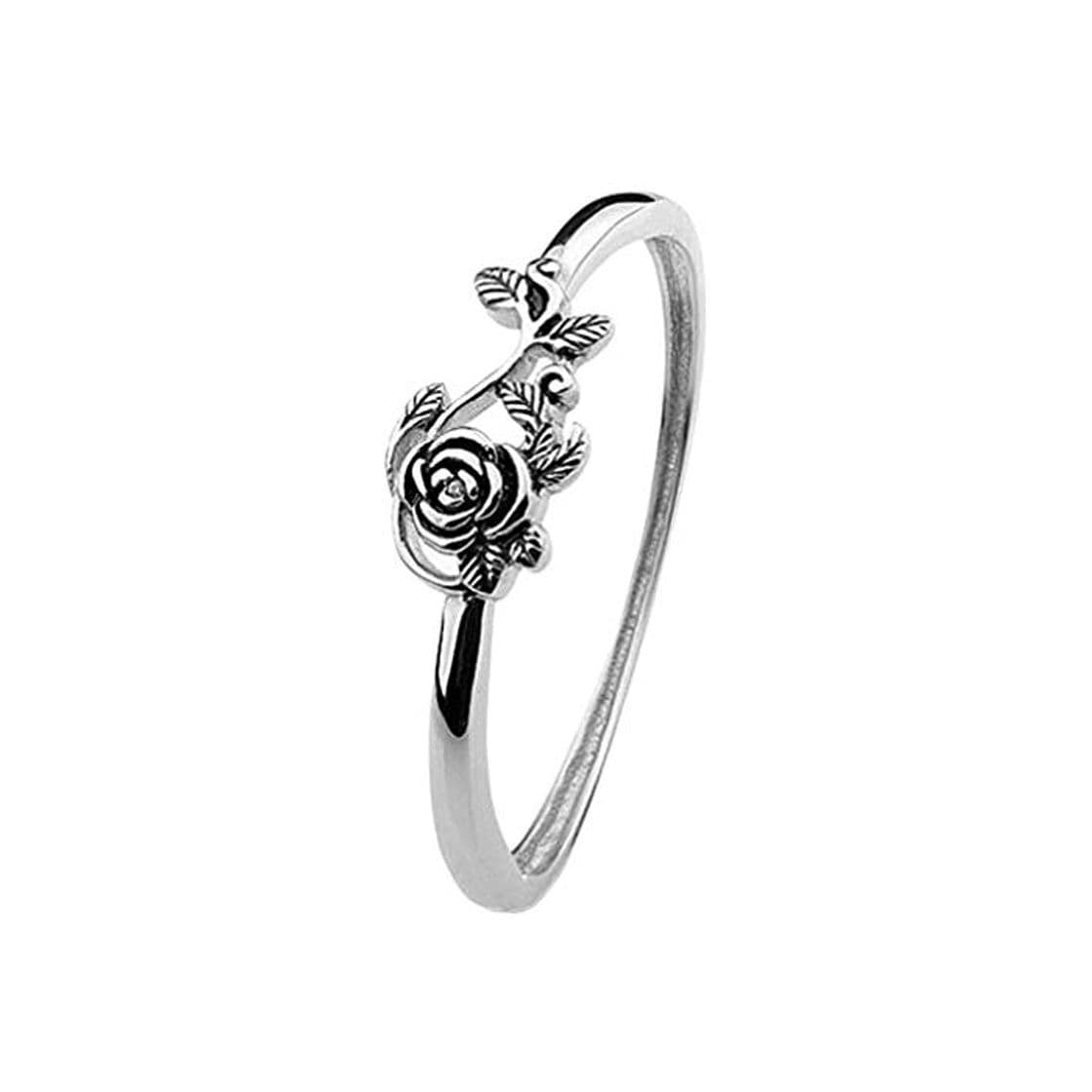 Producto Happyyami Vintage Rose Flower Ring Tibetan Sterling Silver Wedding Ring Finger Jewelry