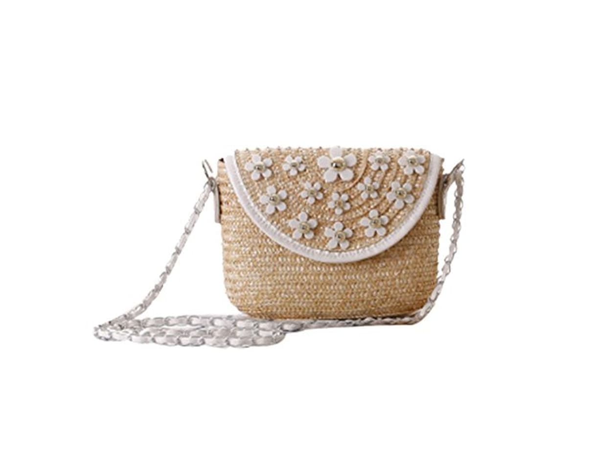 Product FAIRYSAN Women Girls Straw Handmade Shoulder Cross Body Bag Woven Handbag Dasiy Flower Floral