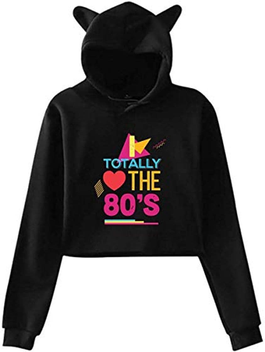 Product FGRFQ Sudaderas con Capucha I Totally Love The 80's Throwback Lady Cat Ear Hoodie Sweater Long Sleeve Cute Hoodie Hooded Sweatshirt