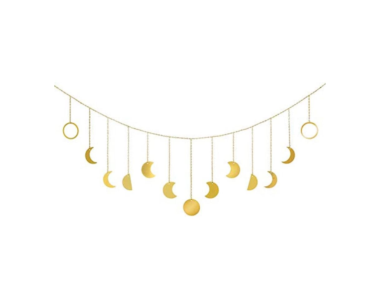 Product Mkouo Moon Phase Colgar en la pared Gold Moon Guirnalda Decor Boho