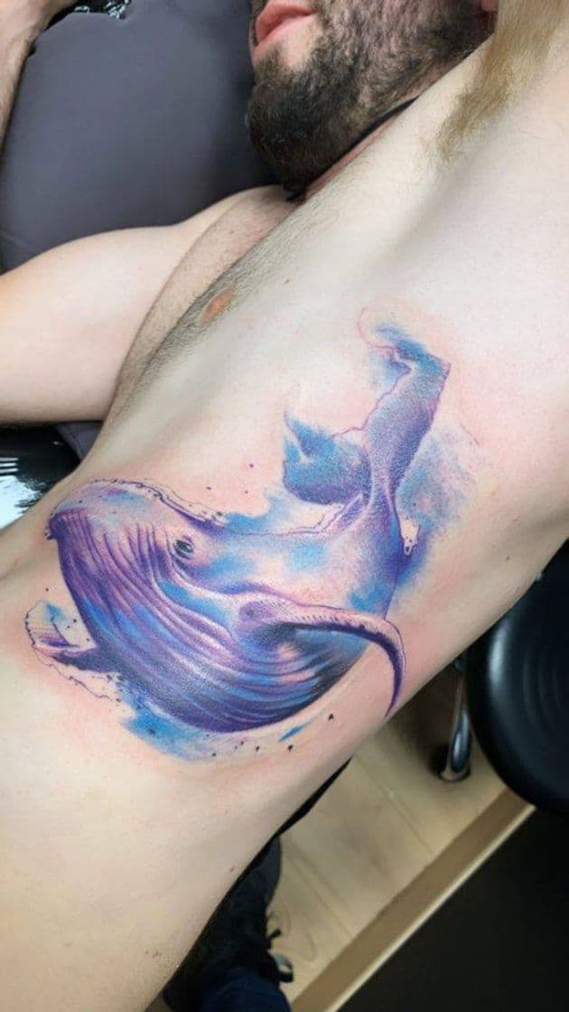 Moda Tatuagem de Baleia em aquarela 