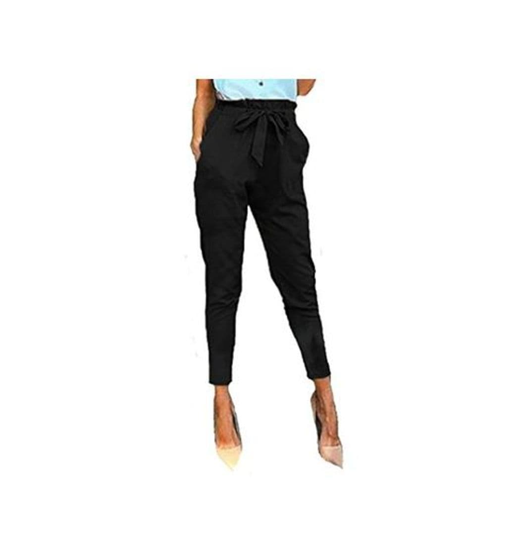 Product StyleDome Mujer Pantalones Pitillo Oficina Bolsillos Deportivos Cordón Lazo Caqui EU 36