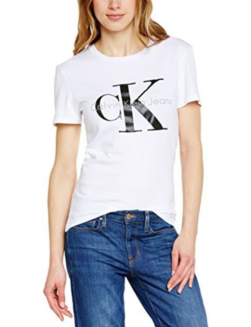 Producto Calvin Klein Jeans Damen T-Shirt SHRUNKEN TEE, Camiseta Para Mujer, Blanco