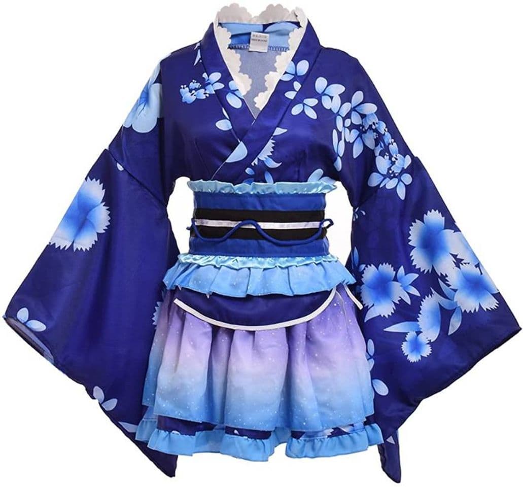 Moda Kimono azul kawaii