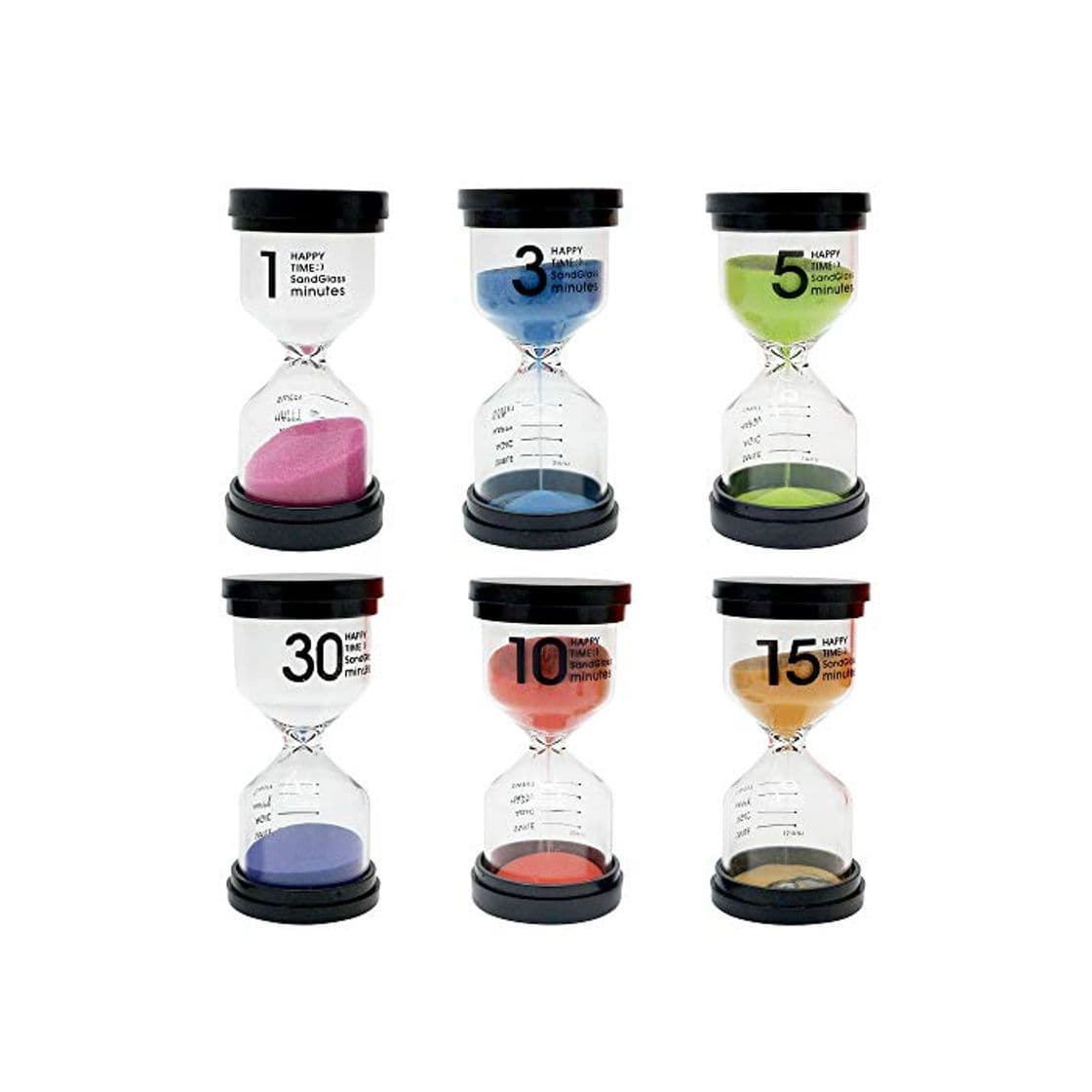 Producto THE TWIDDLERS Paquete de 6 Relojes de Arena con Varios Tiempos -