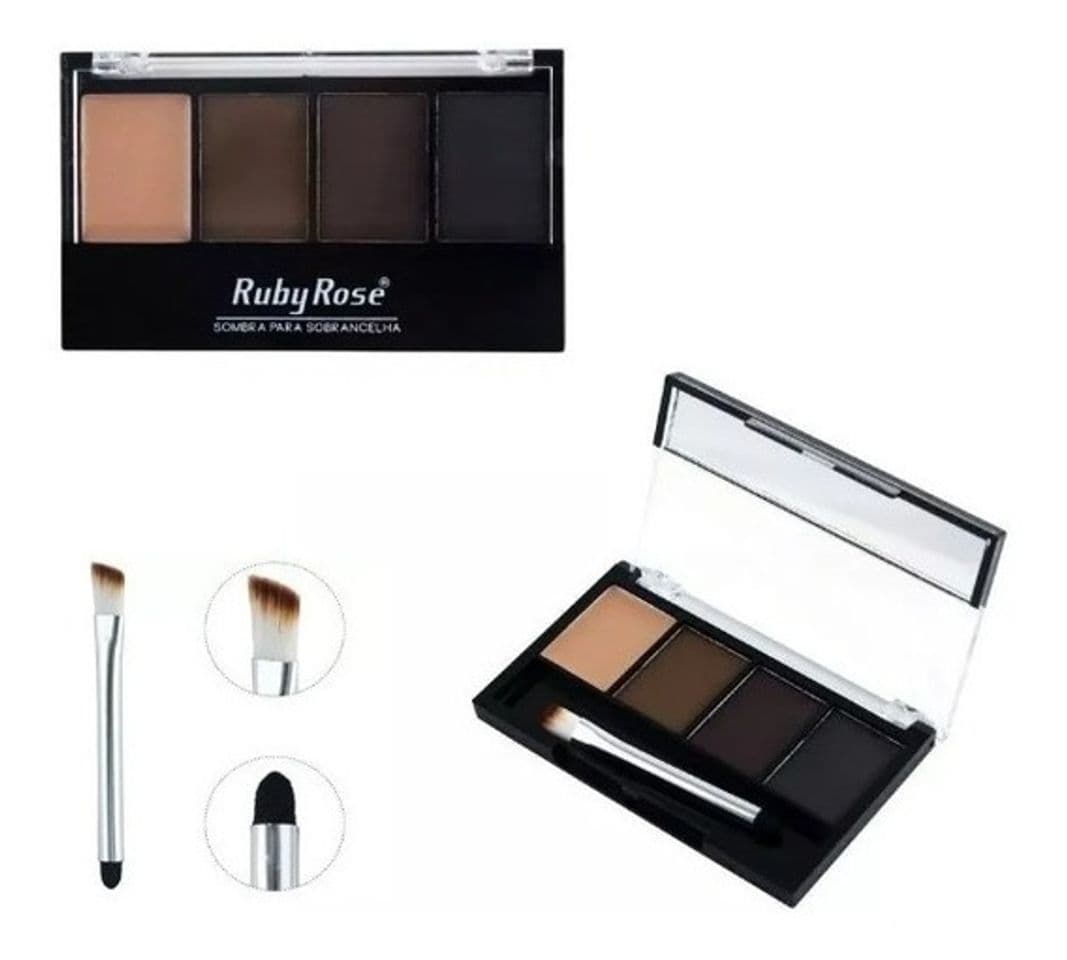 Fashion Trio Sombras + Primer + Pincel Aplicador Ruby Rose Quarteto
