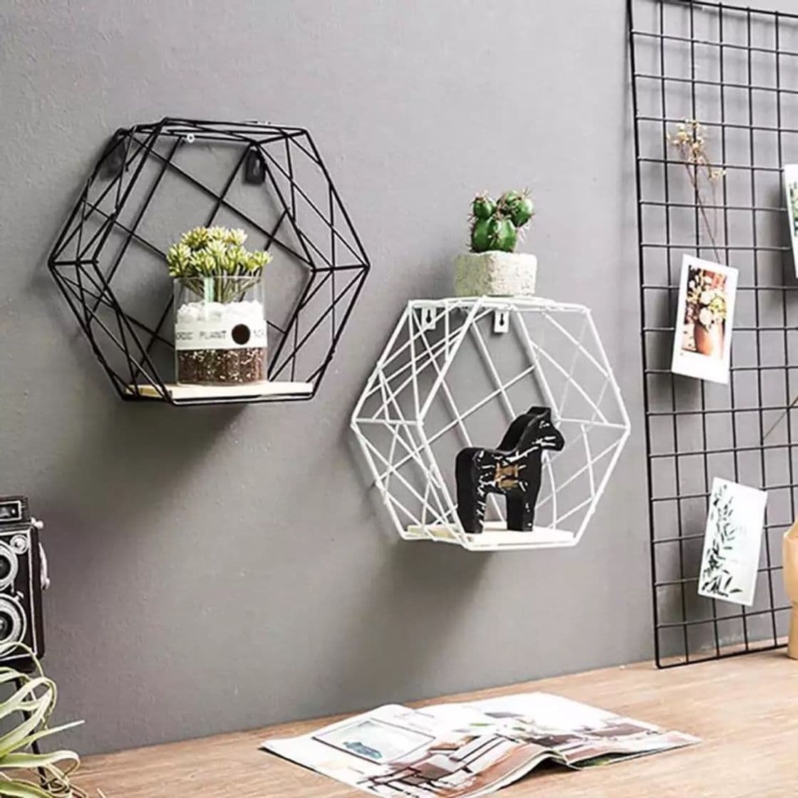 Fashion Nordic rack de ferro forjado hexagonal grade parede cremalhe