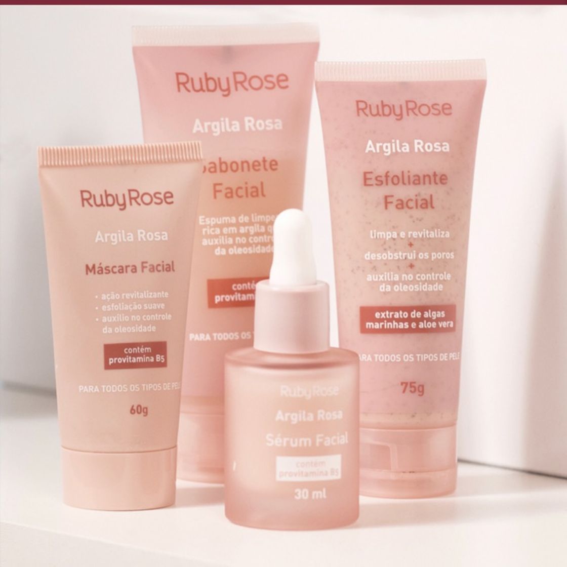 Moda KIT LINHA FACIAL ARGILA ROSA - RUBY ROSE - Loja Online